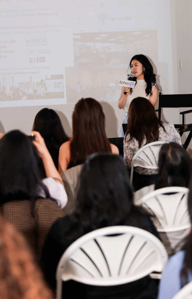 Speaker addresses seated guests during New York Tech Week