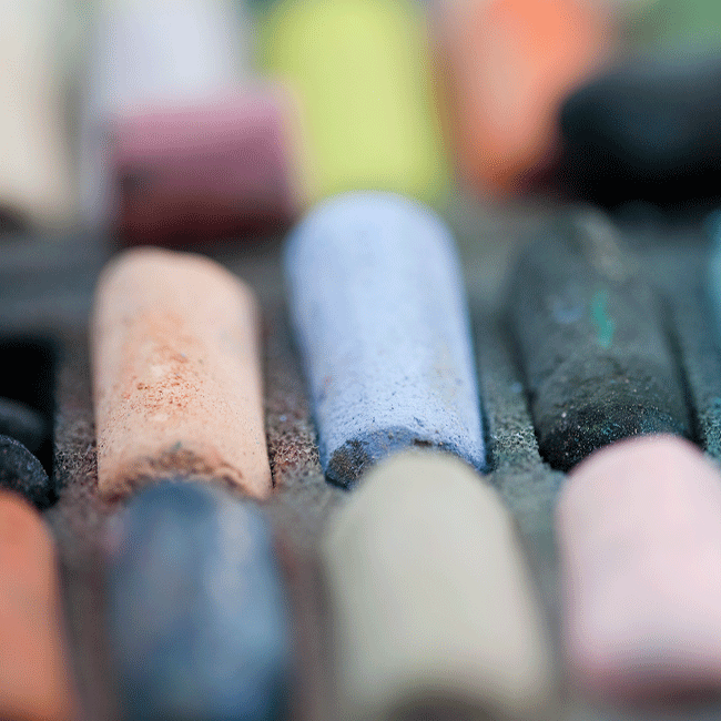 Close-up of colorful pastel sticks