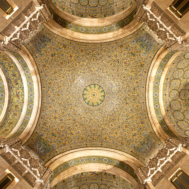 Ornate mosaic ceiling inside the Woolworth Building