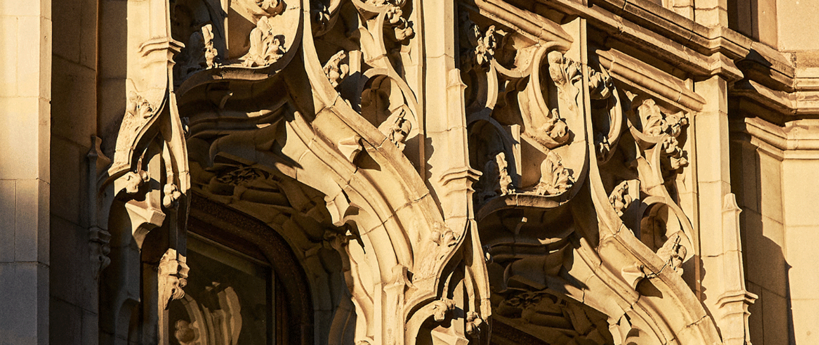 Gothic figures carved into the Woolworth Building facade