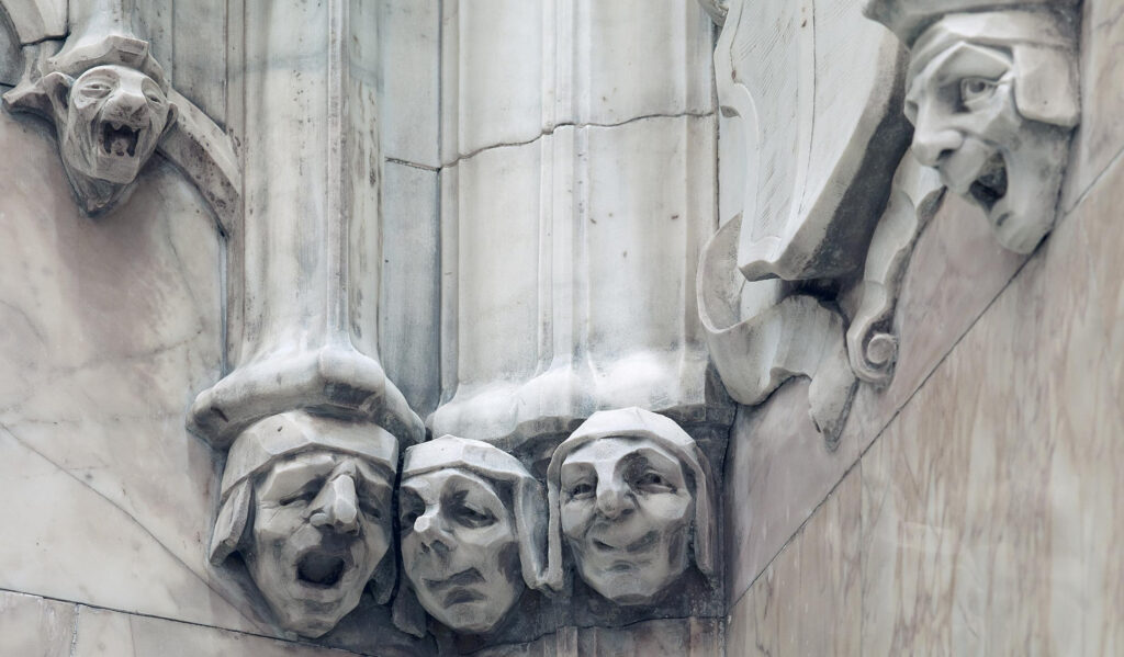 Gothic carved faces on the Woolworth Building facade