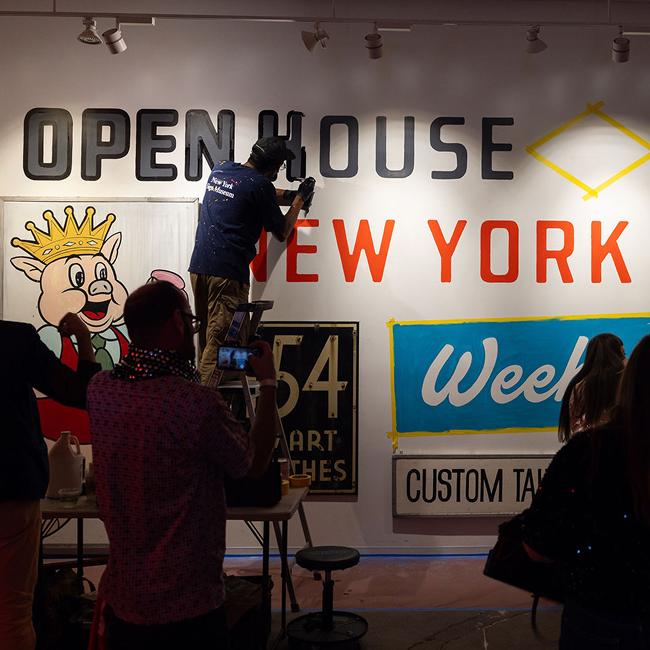 Artist paints an Open House New York event mural