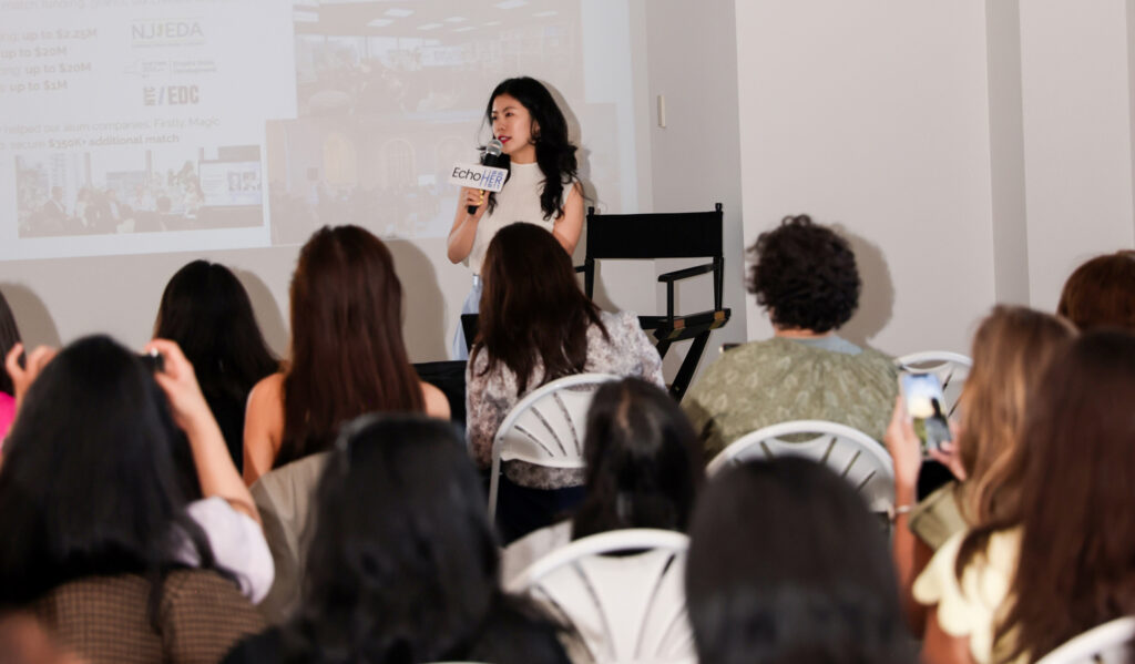 Speaker addresses seated guests during New York Tech Week