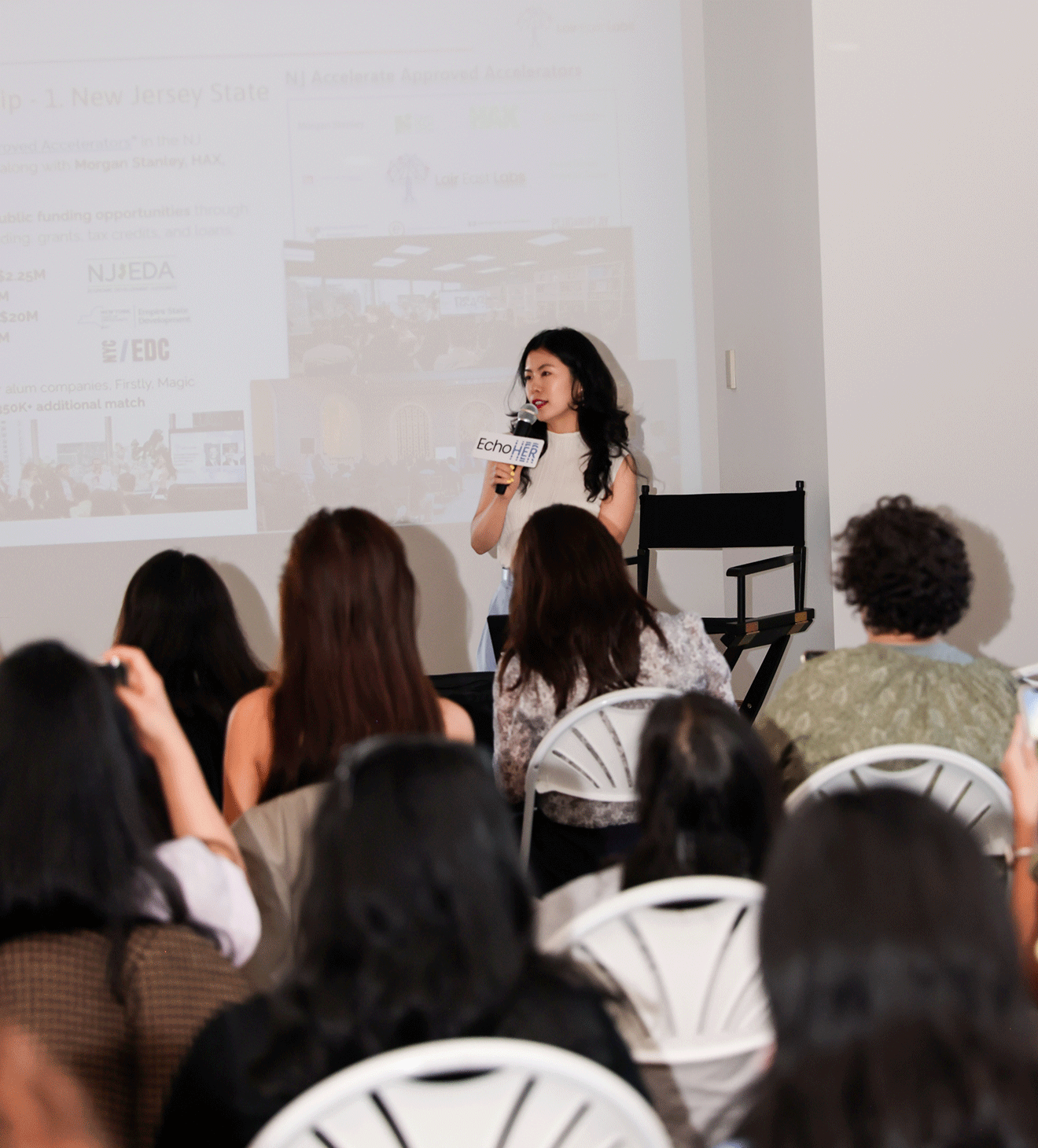 Speaker addresses seated guests during New York Tech Week