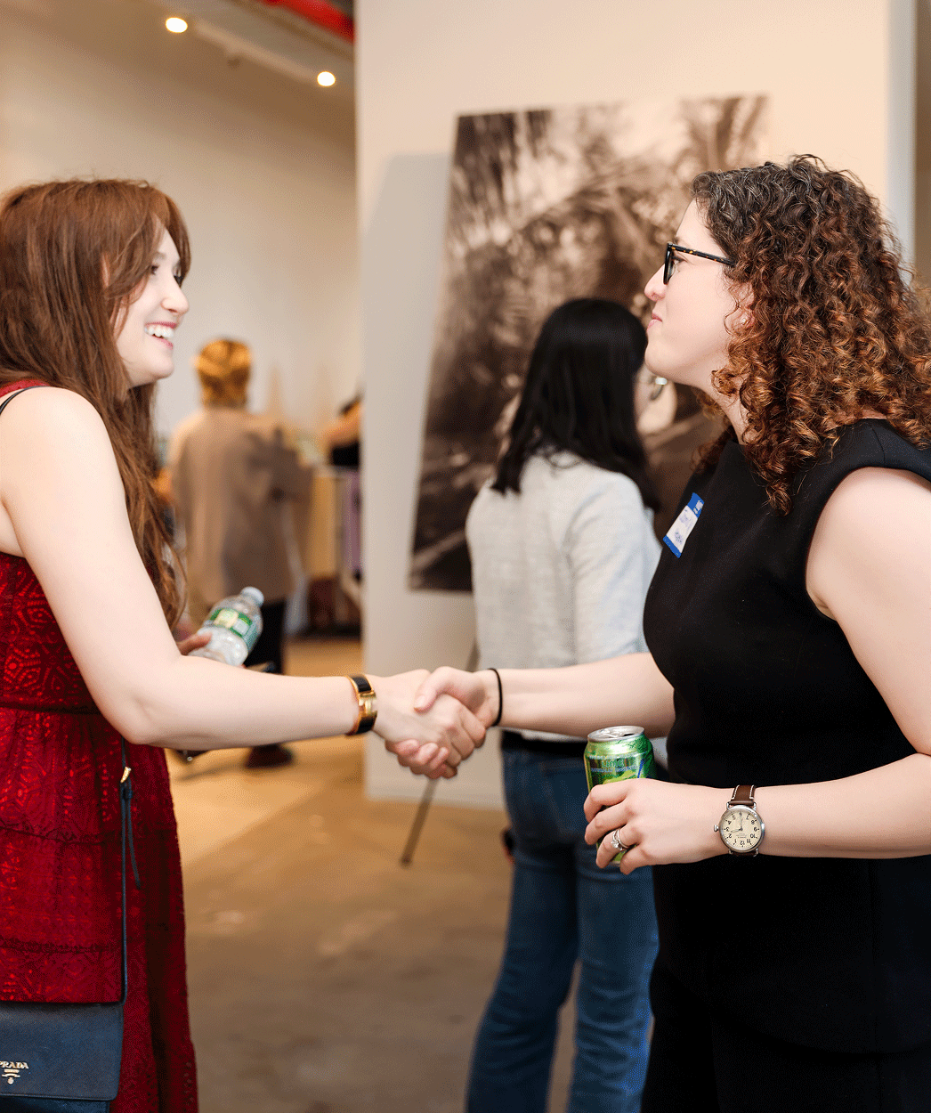 Guests greet one another at a New York Tech Week gathering
